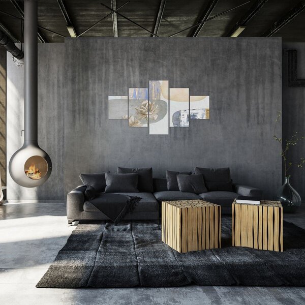 Obraz - Malba s květy a texturami (125x70 cm)