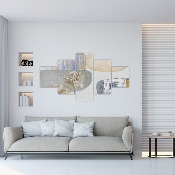 Obraz - Malba s květy a texturami (125x70 cm)