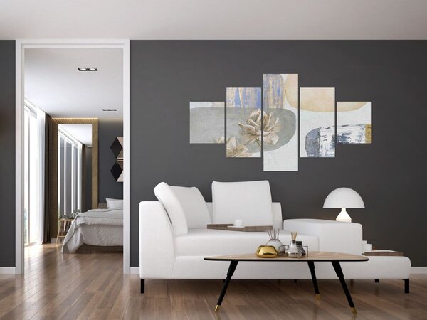 Obraz - Malba s květy a texturami (125x70 cm)