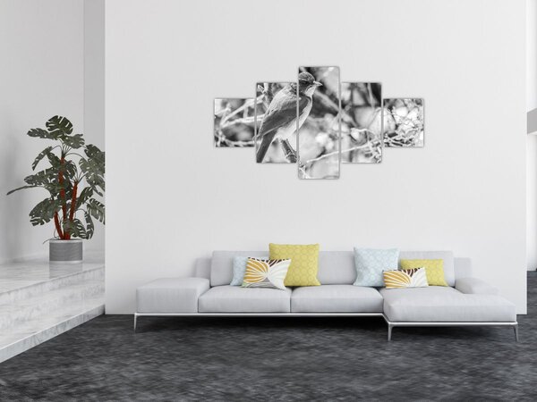 Obraz - Modrý pták v zimě (125x70 cm)