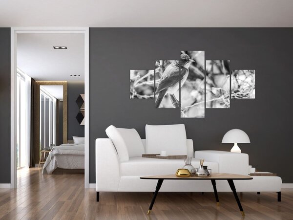 Obraz - Modrý pták v zimě (125x70 cm)