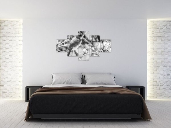 Obraz - Modrý pták v zimě (125x70 cm)