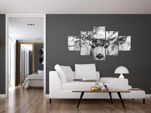 Obraz - Jelen v zimě (125x70 cm)
