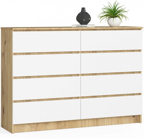 Komoda K140 8SZ - dub artisan/bílá