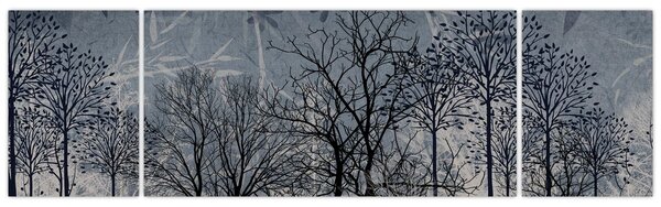 Obraz - Siluety stromů s listy (170x50 cm)