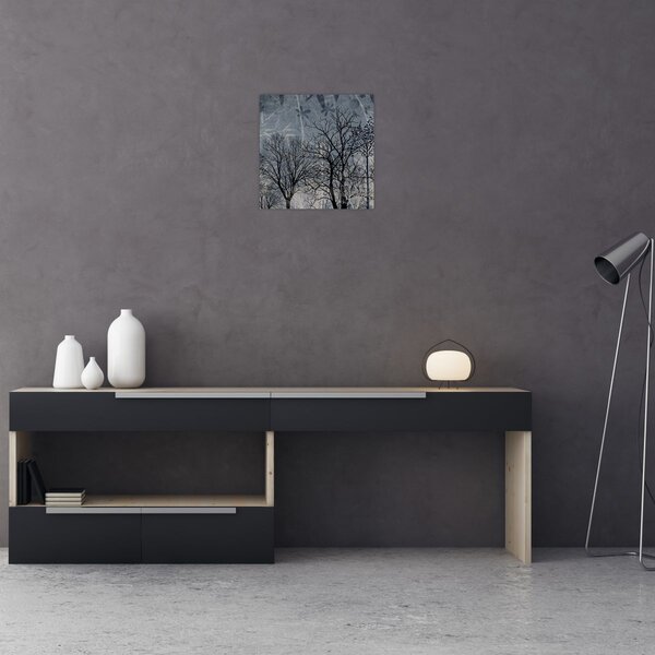 Obraz - Siluety stromů s listy (30x30 cm)