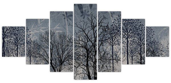 Obraz - Siluety stromů s listy (210x100 cm)
