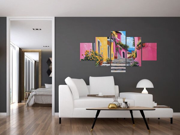 Obraz - Růžová ulička (125x70 cm)
