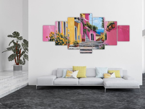 Obraz - Růžová ulička (210x100 cm)
