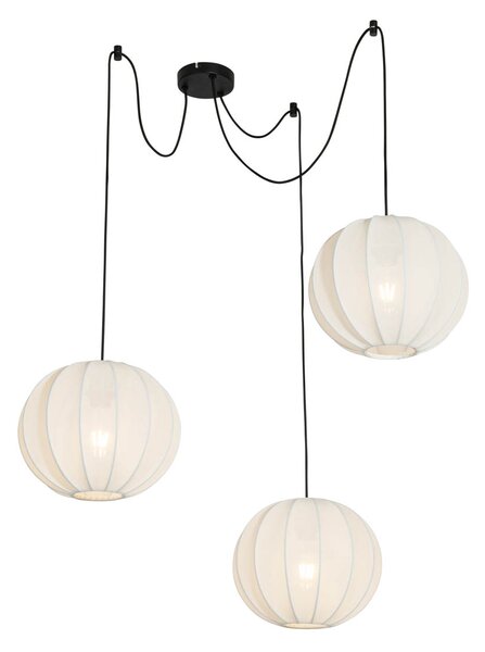 Designové závěsné svítidlo bílé hedvábí 30 cm 3-světlo - Plu