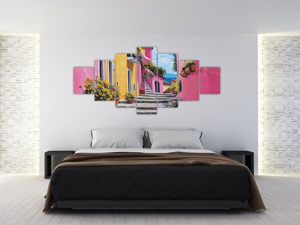 Obraz - Růžová ulička (210x100 cm)