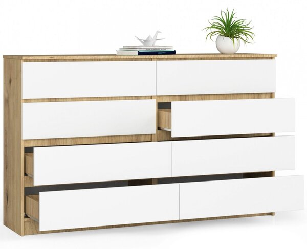 Komoda K160 8SZ - dub artisan/bílá