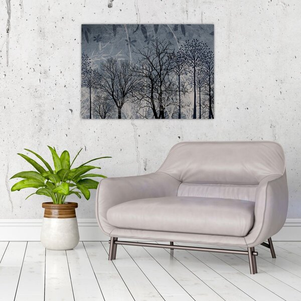 Obraz - Siluety stromů s listy (70x50 cm)