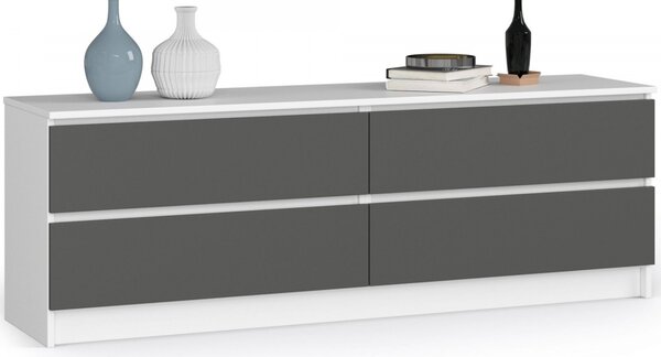 Komoda K160 4SZ - bílá/grafit