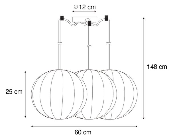 Designové závěsné svítidlo bílé hedvábí 30 cm 3-světlo - Plu