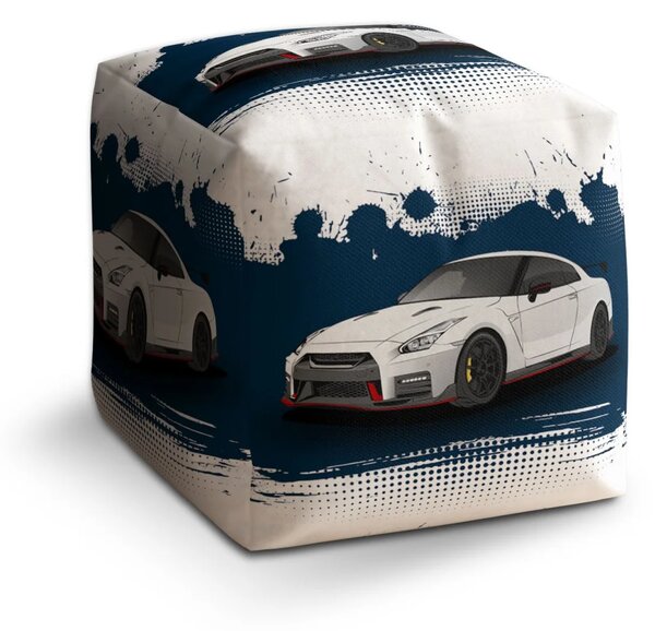 Sablio Taburet Cube Nissan GTR 35 Modrý - 40x40x40 cm