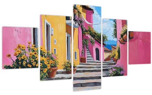 Obraz - Růžová ulička (125x70 cm)