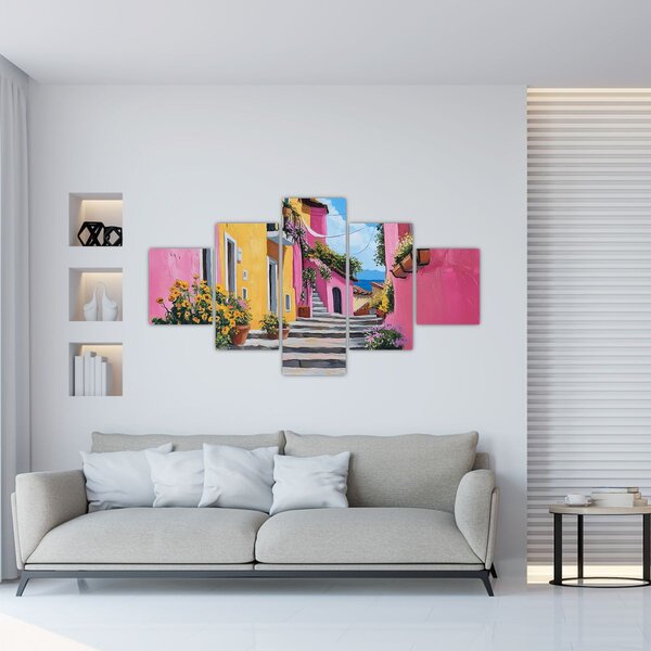 Obraz - Růžová ulička (125x70 cm)