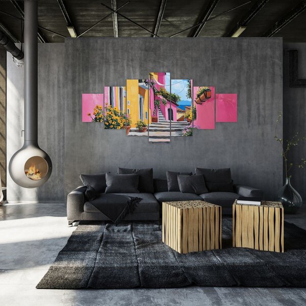 Obraz - Růžová ulička (210x100 cm)
