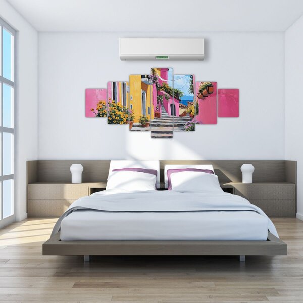 Obraz - Růžová ulička (210x100 cm)