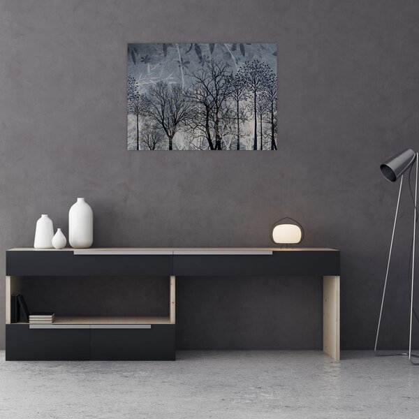 Obraz - Siluety stromů s listy (70x50 cm)