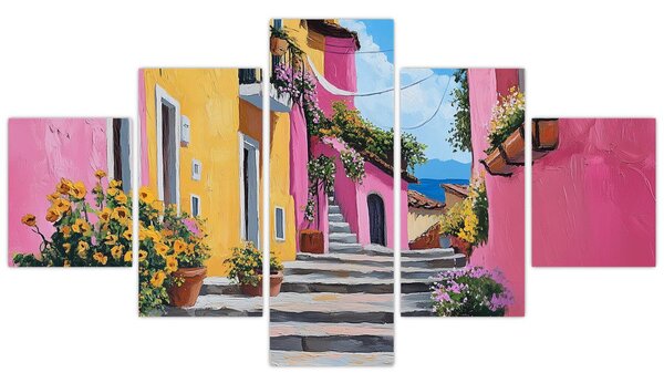 Obraz - Růžová ulička (125x70 cm)