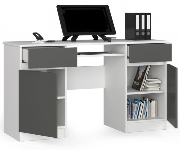 Počítačový stůl A5 - bílá/grafit