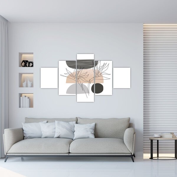 Obraz - Line art květiny N⁰2 (125x70 cm)