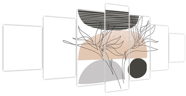 Obraz - Line art květiny N⁰2 (210x100 cm)