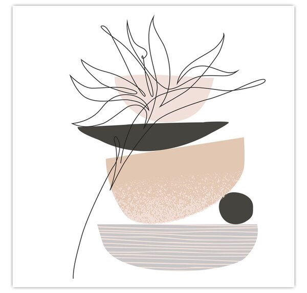 Obraz - Line art květiny N⁰1 (30x30 cm)
