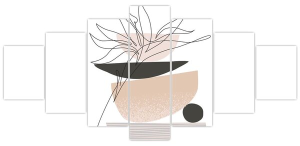 Obraz - Line art květiny N⁰1 (210x100 cm)