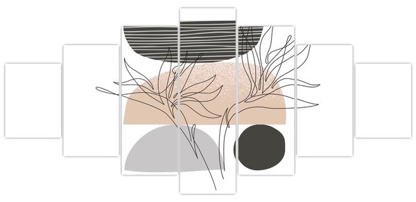 Obraz - Line art květiny N⁰2 (210x100 cm)