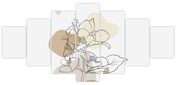 Obraz - Béžové květy s motýlem N⁰1 (210x100 cm)