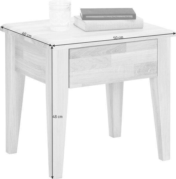 NOČNÍ STOLEK, divoký dub, barvy dubu, 50/48/40 cm Linea Natura
