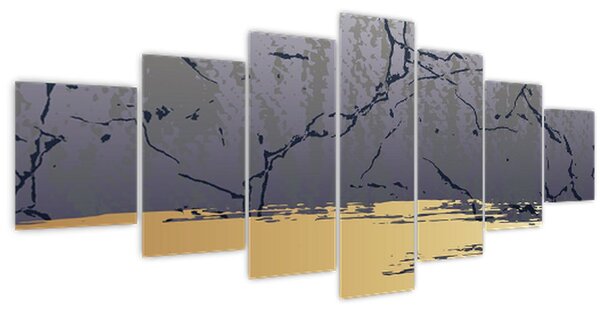 Obraz - Modrá a zlatá abstrakce N⁰1 (210x100 cm)