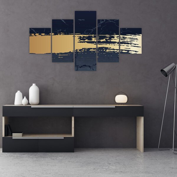 Obraz - Modrá a zlatá abstrakce N⁰2 (125x70 cm)