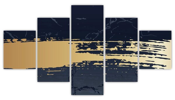 Obraz - Modrá a zlatá abstrakce N⁰2 (125x70 cm)