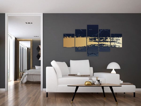Obraz - Modrá a zlatá abstrakce N⁰2 (125x70 cm)