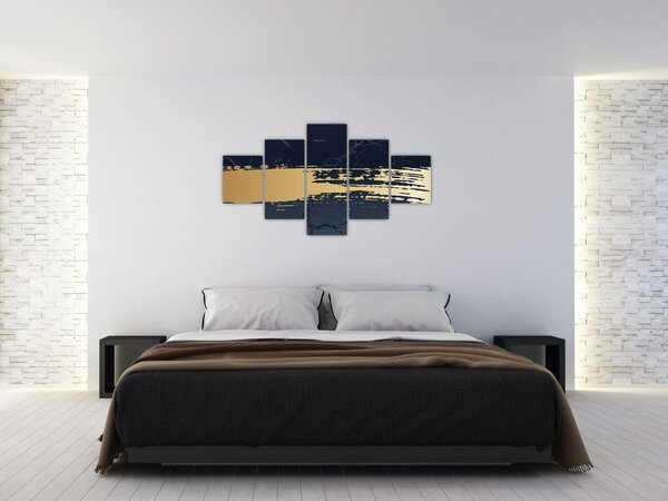 Obraz - Modrá a zlatá abstrakce N⁰2 (125x70 cm)