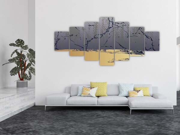 Obraz - Modrá a zlatá abstrakce N⁰1 (210x100 cm)