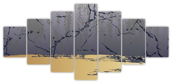 Obraz - Modrá a zlatá abstrakce N⁰1 (210x100 cm)