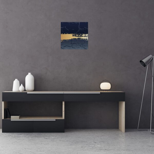 Obraz - Modrá a zlatá abstrakce N⁰2 (30x30 cm)