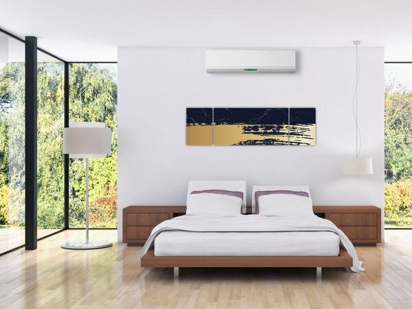 Obraz - Modrá a zlatá abstrakce N⁰2 (170x50 cm)