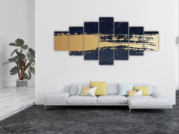 Obraz - Modrá a zlatá abstrakce N⁰2 (210x100 cm)