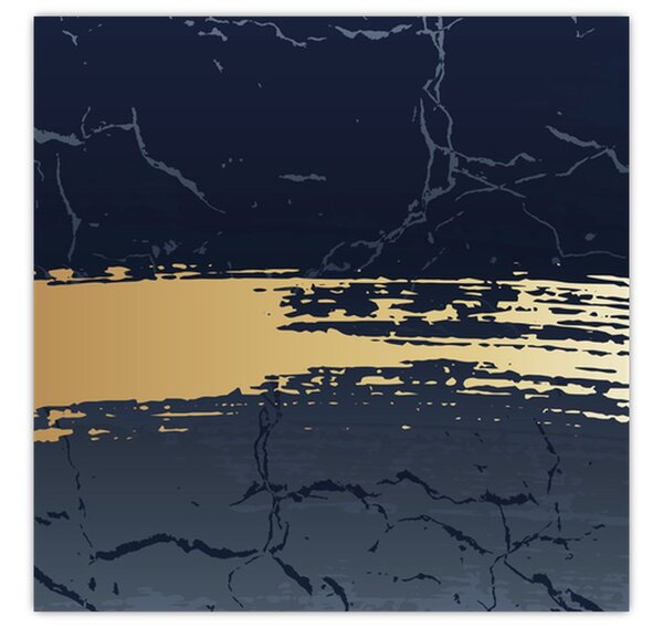 Obraz - Modrá a zlatá abstrakce N⁰2 (30x30 cm)
