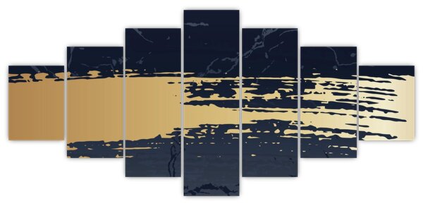 Obraz - Modrá a zlatá abstrakce N⁰2 (210x100 cm)