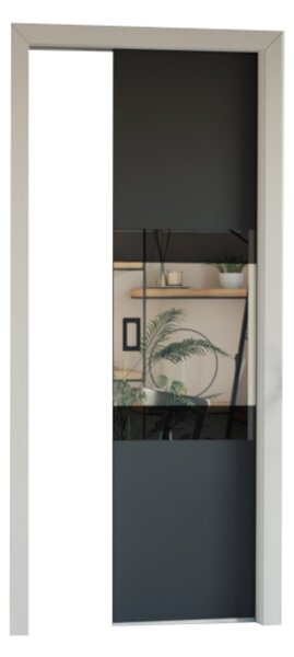 Posuvné dveře EVO LUMBA 70 + zárubeň, 70x209,7, grafit/černé sklo