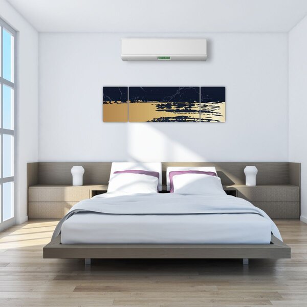 Obraz - Modrá a zlatá abstrakce N⁰2 (170x50 cm)