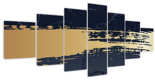 Obraz - Modrá a zlatá abstrakce N⁰2 (210x100 cm)