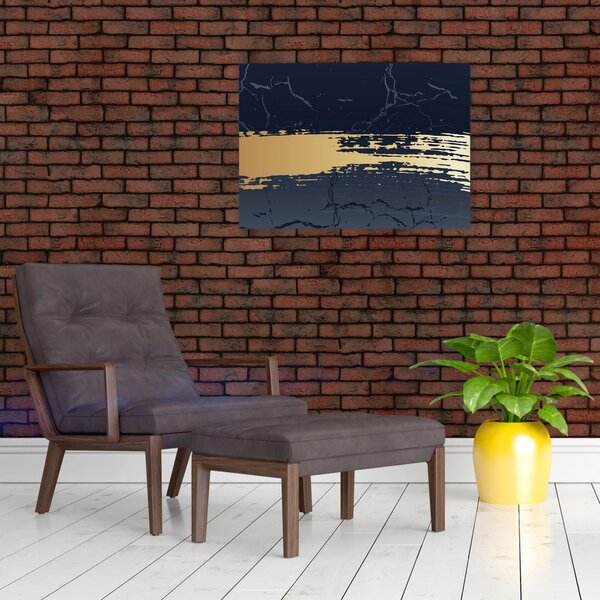 Obraz - Modrá a zlatá abstrakce N⁰2 (70x50 cm)